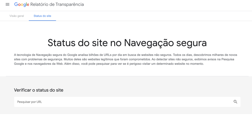 Status do site no Navegação segura