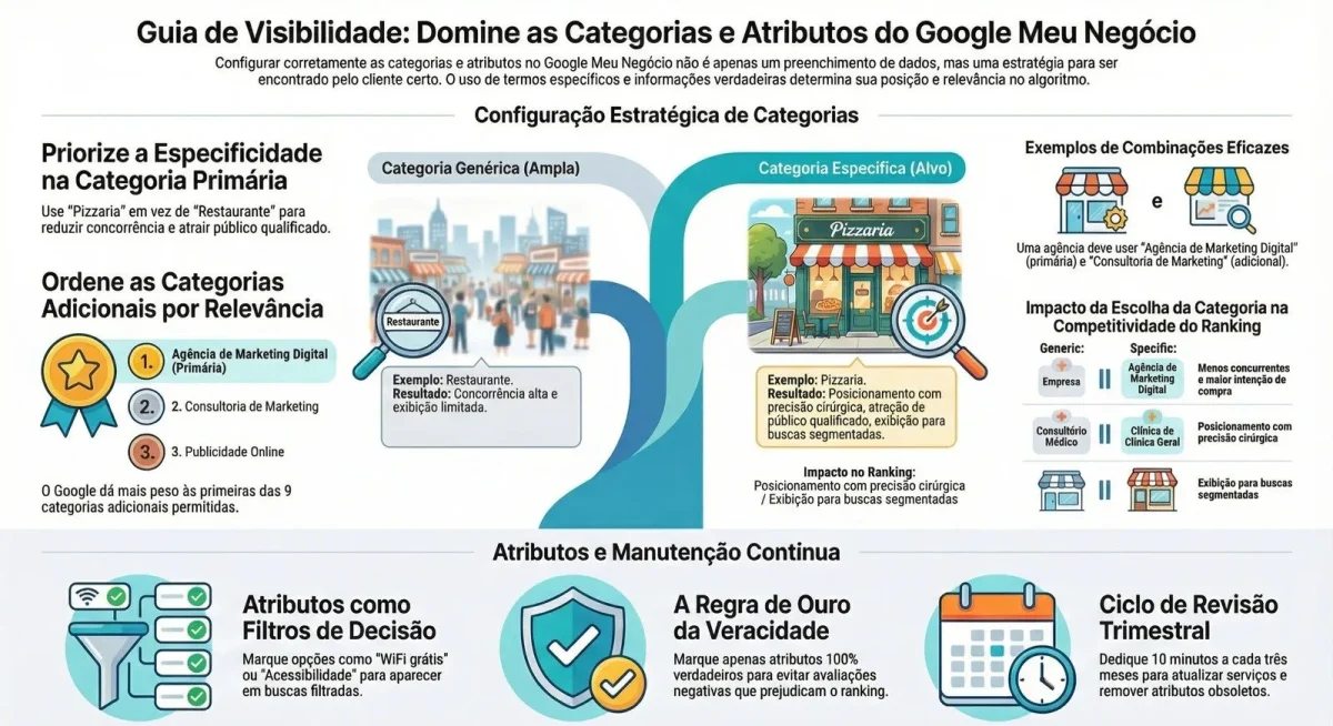 Infográfico de Atributos e Categorias no Google Meu Negócio